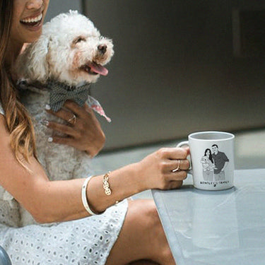 Personalized Dog Gift Idea - Black And White Sketching Gift For Puppy Lovers - White Mug